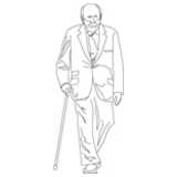 Elderly man walking with a stick