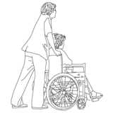 Wheelchair user with accompanying person