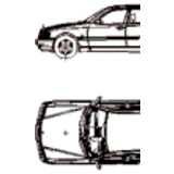 Mercedes C-Class, 2D car, top and side elevation