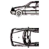 Mercedes C-Class Station Wagon, 2D car, top and side elevation