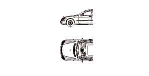 Mercedes S-Klasse, 2D car, top and side elevation