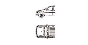 Mercedes M-Klasse, 2D SUV car, top and side elevation