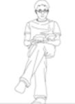 CAD Library: Man sitting and reading, front view