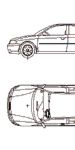 CAD Library: Audi A3, car top and side elevation 