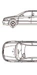 CAD Library: Audi A4, car, 2D top and side elevation