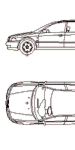 CAD Library: Audi A4 Avant, car, 2D top and side elevation