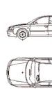 CAD Library: Audi A6, car, 2D top and side elevation