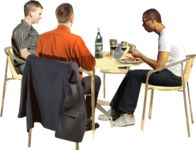 Masked Images: group, sitting at table