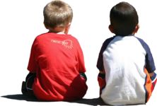 Masked Images: 2 boys, sitting