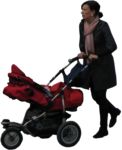 Masked Images: woman with pram, walking